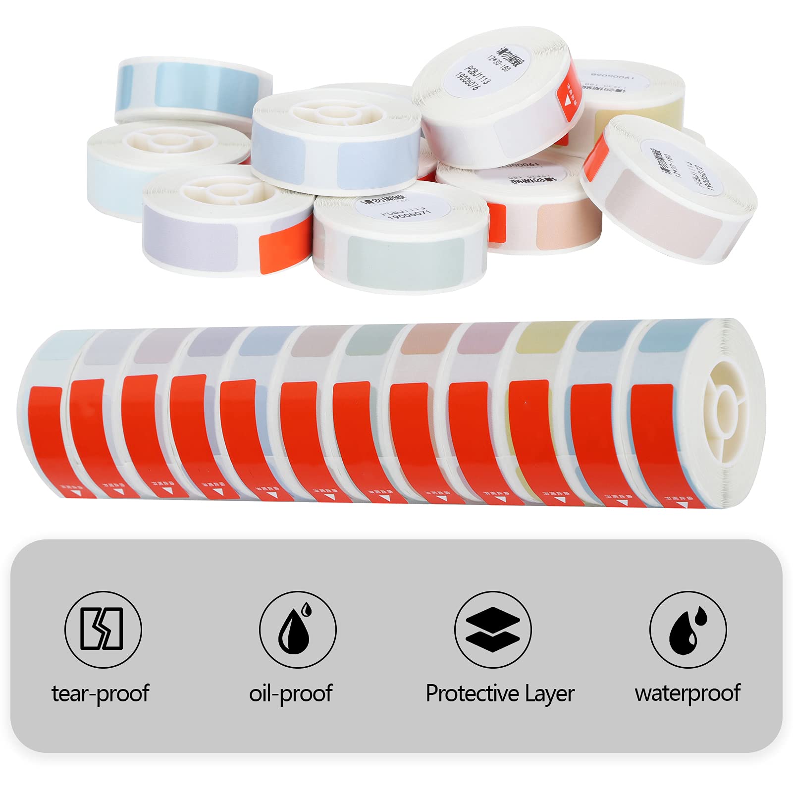 12 sztuk Wodoodporna naklejka termiczna w rolkach Samoprzylepny papier do etykiet PCV do przechowywania w kuchni Odzież Identyfikacja biżuterii 12 x 30 mm 180 arkuszy w rolce (Zestaw wiosenny)