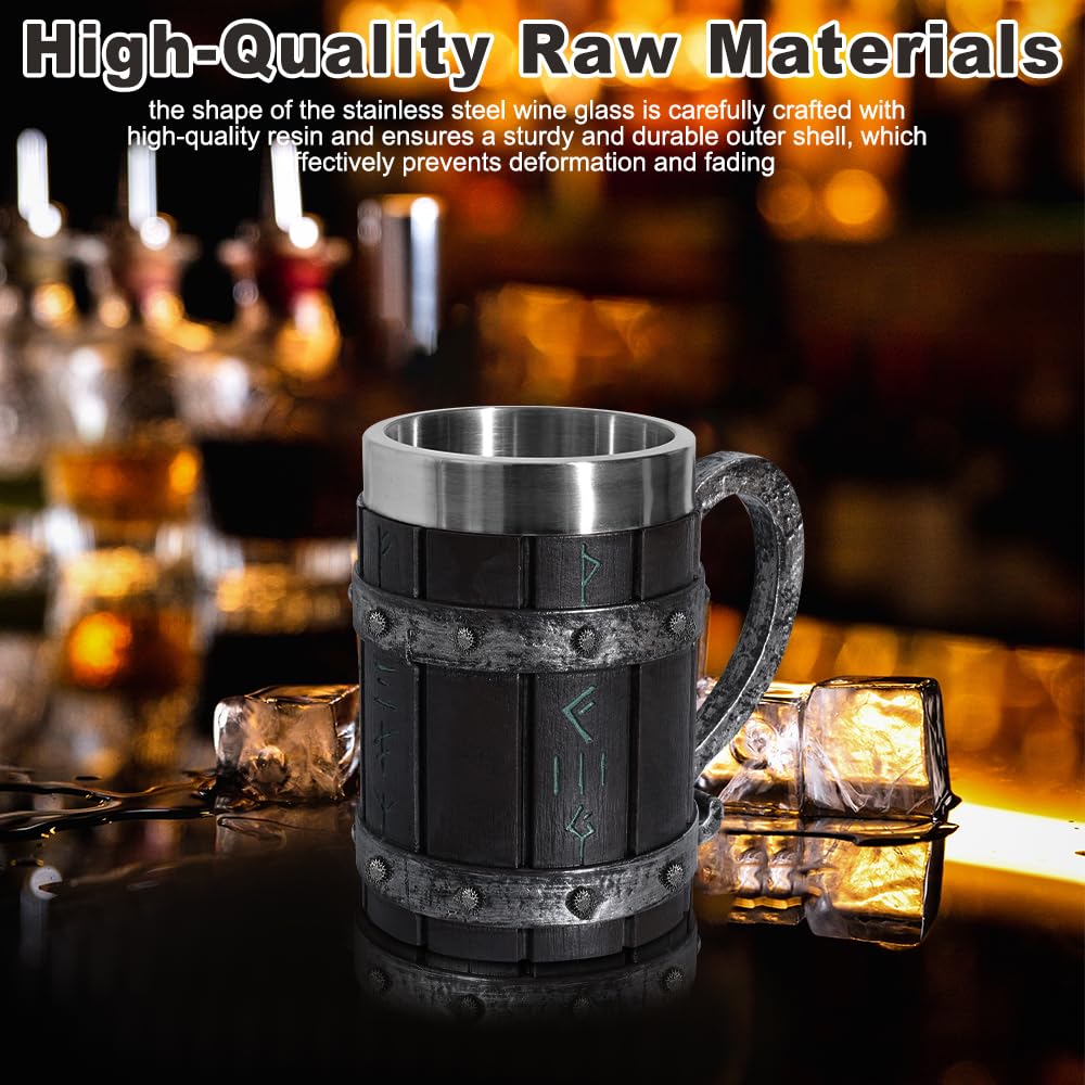 Teslyar 0.6 Tazza Vichinga Birra Viking Vichingo Boccale birra in legno vichingo Regalo Uomo Boccale vichingo Thor regalo san valentino per lui e lei regalo di compleanno regalo per la festa del