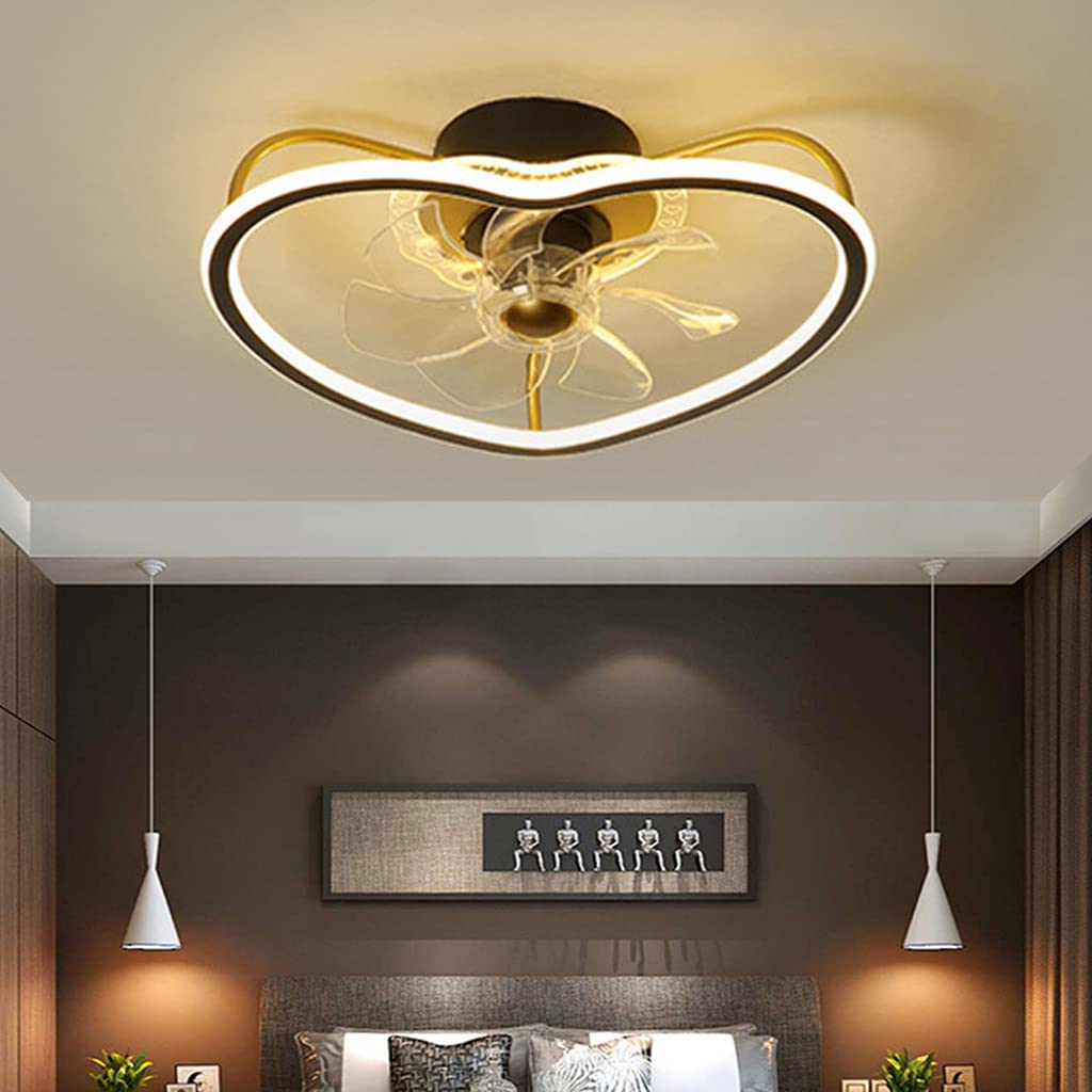 Ventilatore A Soffitto Con Luci LED A Forma Di Cuore, 42W, Telecomando, Dimmerabile 3000K-6500K, Oro, Per Camere E Soggiorni - 4