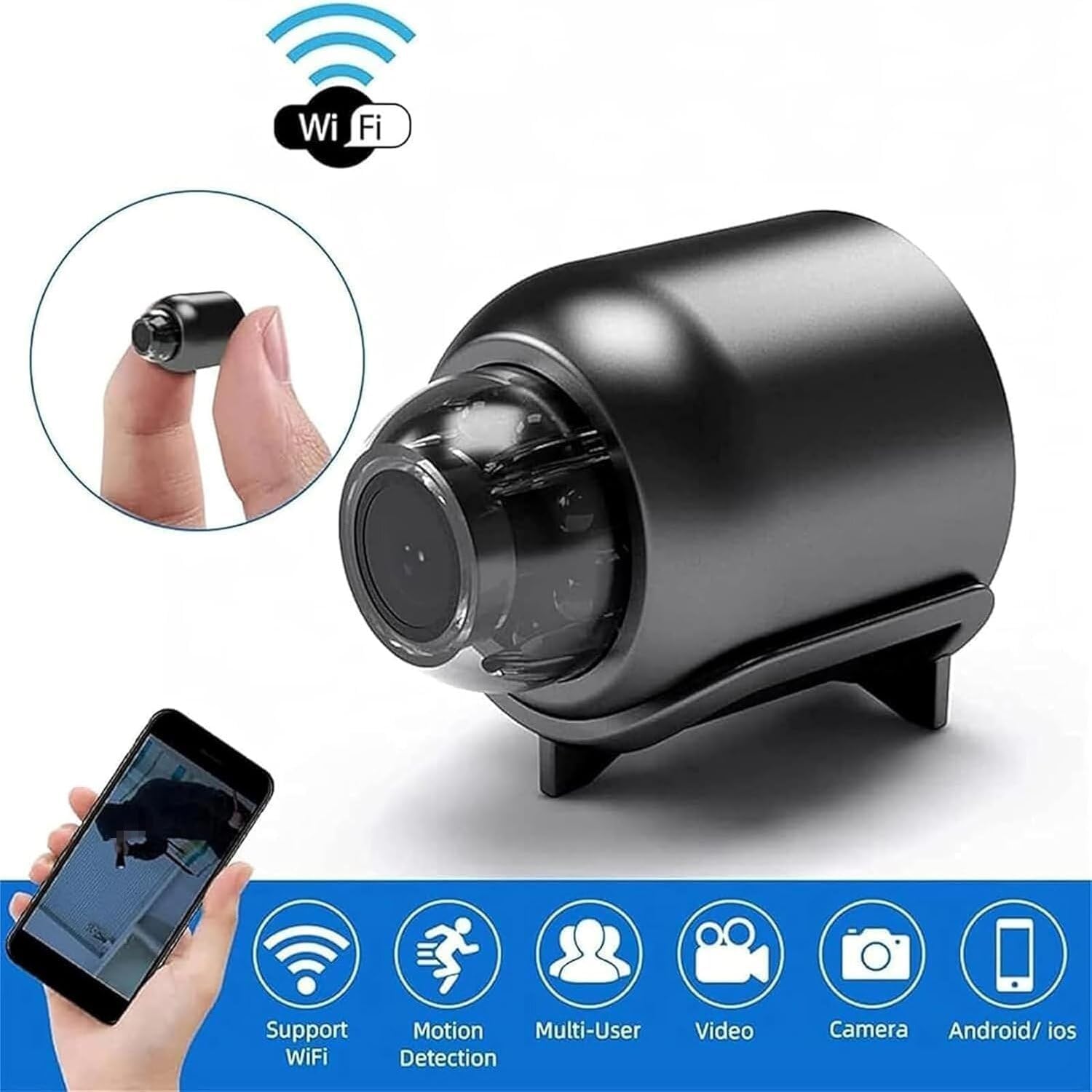 Cámara Ojo de Gato, Popolare Telecamera Occhio di Gatto per la Casa, Mini Telecamera Wifi Senza Fili 1080p con Visione Inclusa, Facile Installazione, Telecamera Visione Notturna per Casa, Ufficio