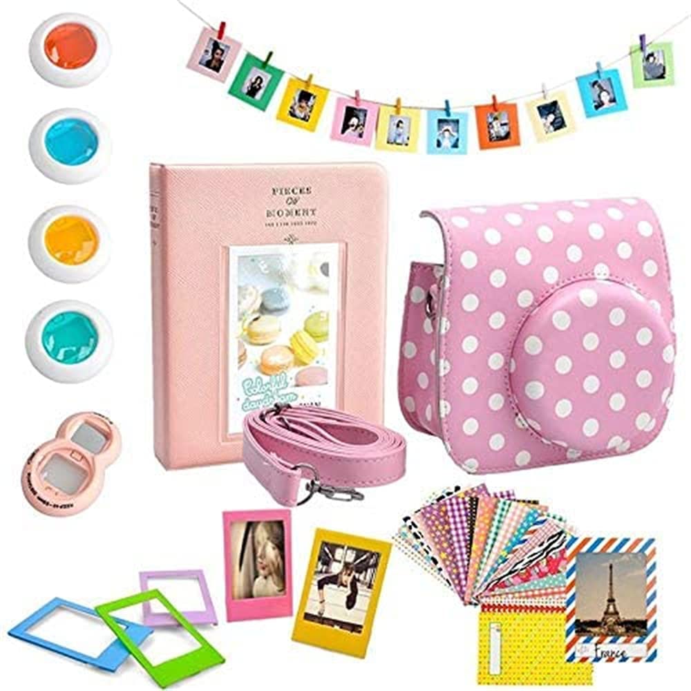 eWINNER 7 in 1 Fujifilm Instant Film Camera Accessories Bundles Set for for Fujifilm Instax Mini 9/8 / 8+ Include Camera Case/Strap/Selfie Mirror/Filter/Album/Photo Frame/Photo Sticker Accessories