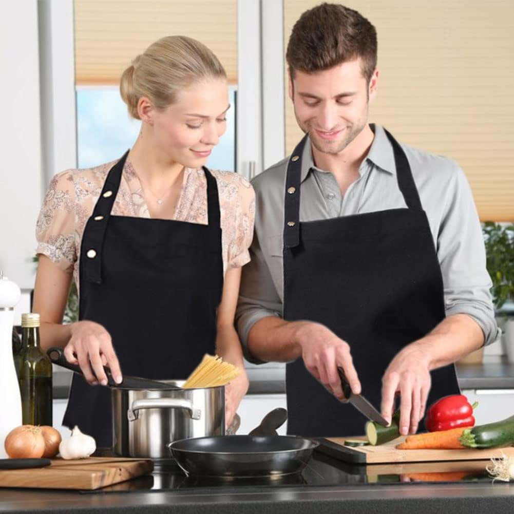 Kitchen Cooking Apron for Women Men with Big Pockets Canvas Waterproof Aprons for Server Pottery Artist Chef Apron - Image 5