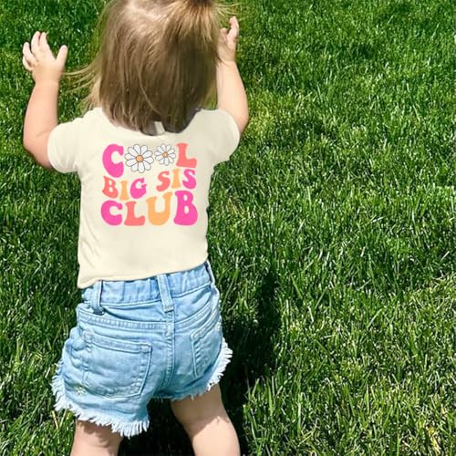 Image of LOTUCY Big Sister Shirt for Toddler Girls Cool Big Sis Club Tshirt Promoted to Big Sister Announcement Outfits