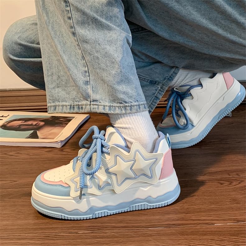 Star Sneakers for Women Sole Y2K Flat Platform Chunky Style Casual - Non Slip Kawaii Retro Preppy Girls Cute Shoes Tennis & Racquet Sport Lightweight Running Standing All Day Athleisure Neutral Gifts3