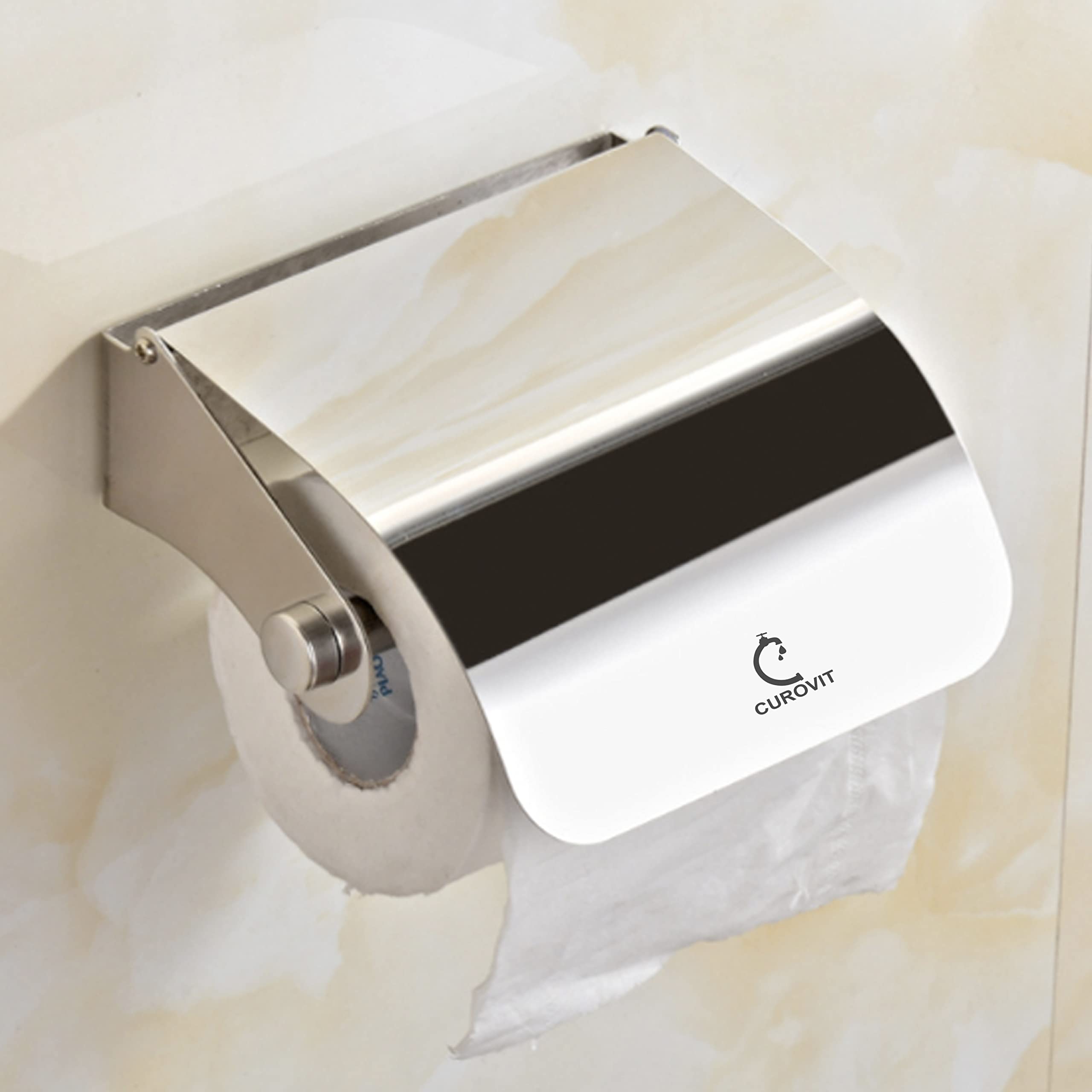 CUROVIT Stainless Steel Joyce Wall Mounted Toilet Paper Holder/Tissue Dispenser with Chrome Finish for Toilet Seat in Washroom/Bathroom. (B09GKDBYN5) Amazon Price History, Amazon Price Tracker