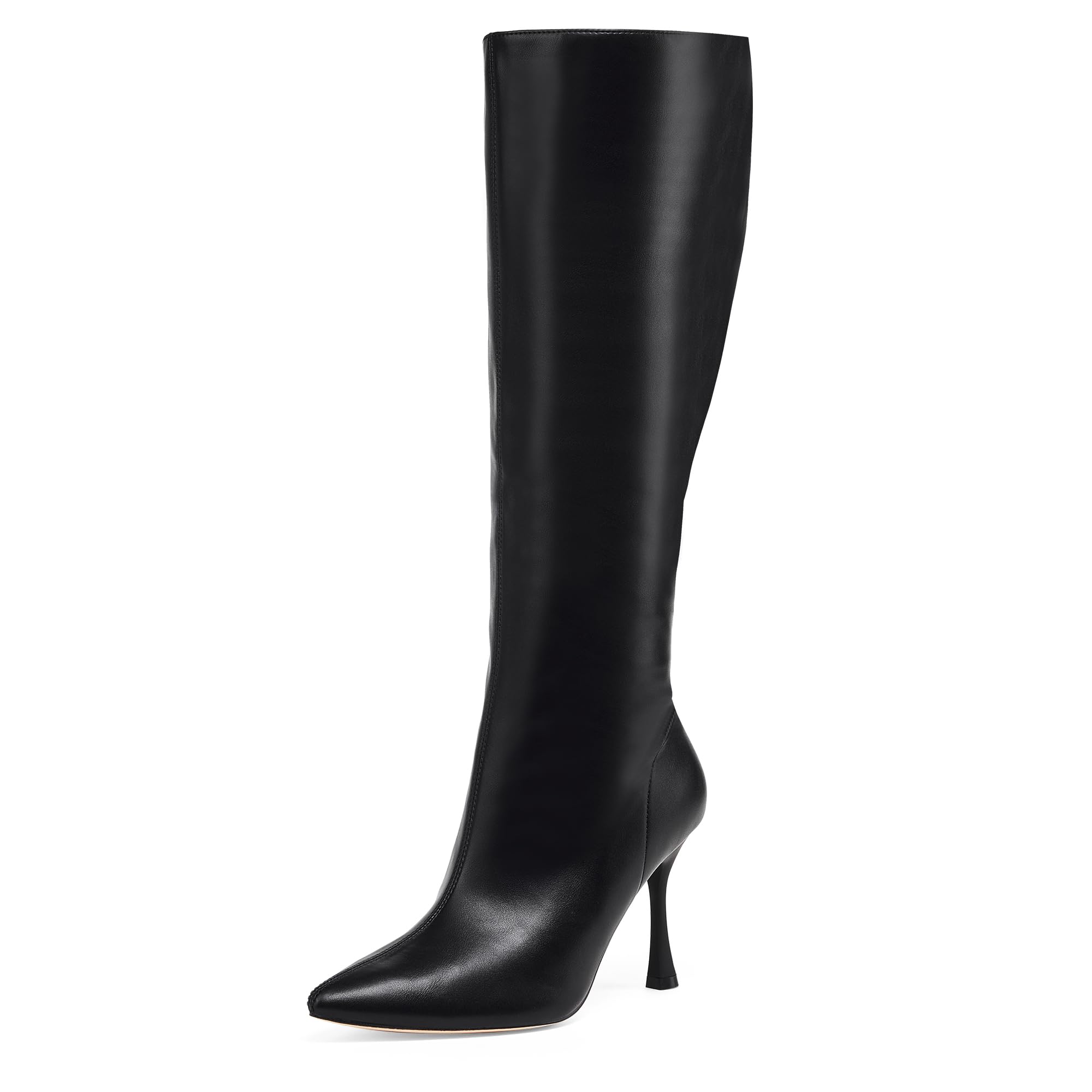 GENSHUO Knee High Heel Boots for Women Elegant Pointed Toe Stiletto Boots Trendy Side Zipper Womens Heel Stylish