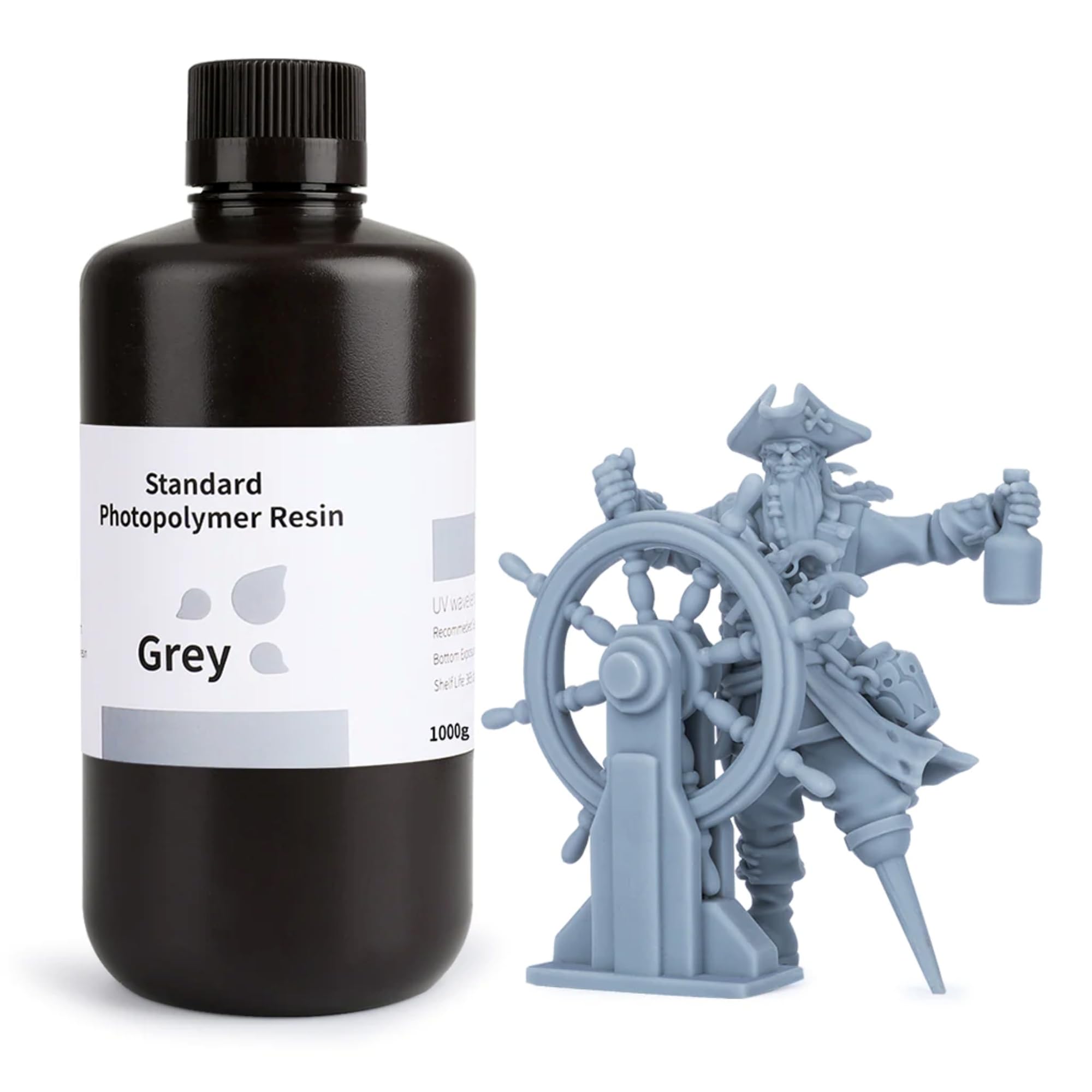 Elegoo Standard 3D Printer Resin (Grey) 405nm UV Curing – 1000g High Precision, Low Shrinkage, Fast Curing Photopolymer Resin for LCD/MSLA 3D Printers-image-29