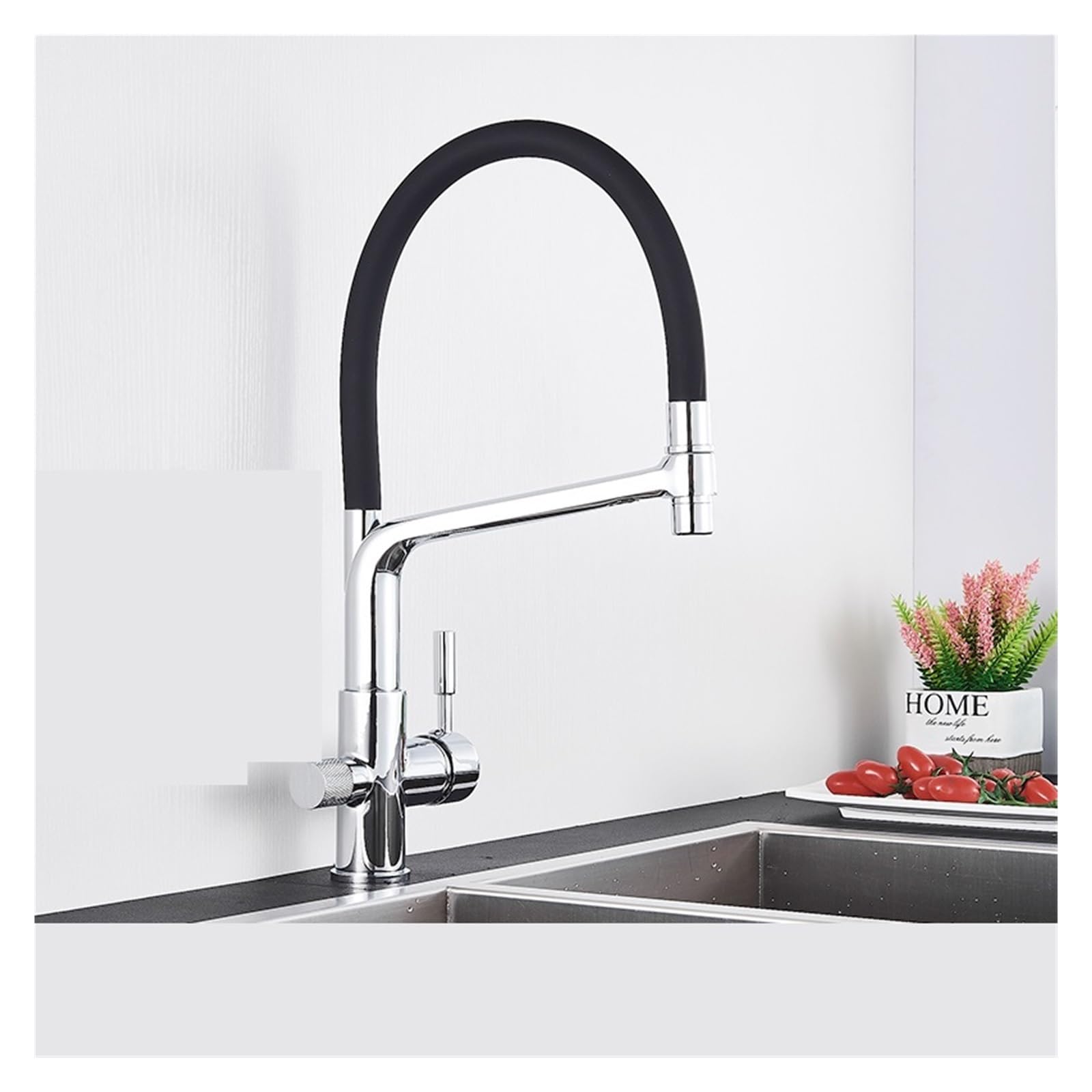 Aycdl Type B Black White Filtered Kitchen Faucets Pull Out 360 Rotation Mixer Tap Pure Water Crane For Kitchen Filtered Water Taps,-Chrome-A