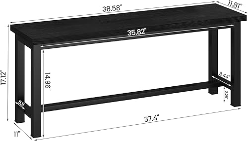 Miniatura 3 de Recaceik Bancos de comedor, bancos de mesa de 39 pulgadas, par de 2 bancos para comedor, cocina, entrada, dormitorio, banco industrial pequeño con