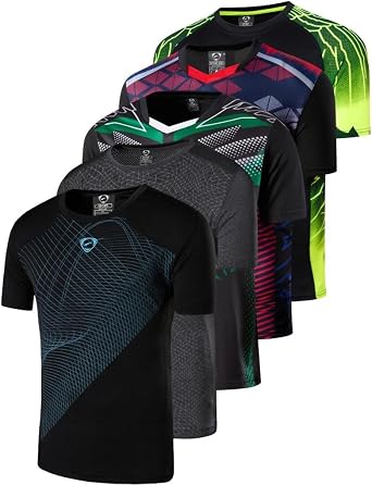 5 Pack Mens Activewear T-Shirt Sport Tee Shirt Athletic Running Gym Workout Tshirt Golf Tennis Tops Quick Dry LSL133