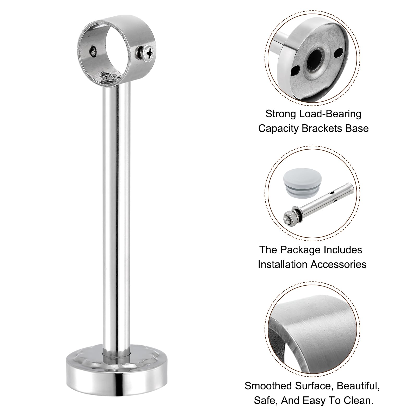 QUARKZMAN 4 Set Support Tringle à Rideaux pour Tuyau 32mm, Longueur 250mm