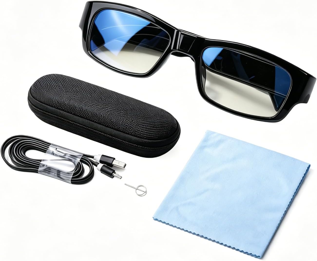 Smart Glasses with Camera, 1080P HD Video Recording Wearable Sports Action Eyewear with Wide Angle Lens and Stabilization for Cycling Hiking Outdoor Adventures