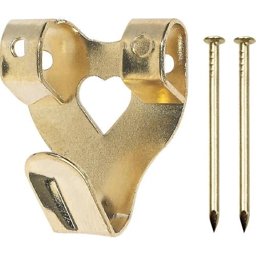 Hardware Solutions - Double Design - Picture Hanging Hooks - Brass Plated - Pack 100 - Pins Included
