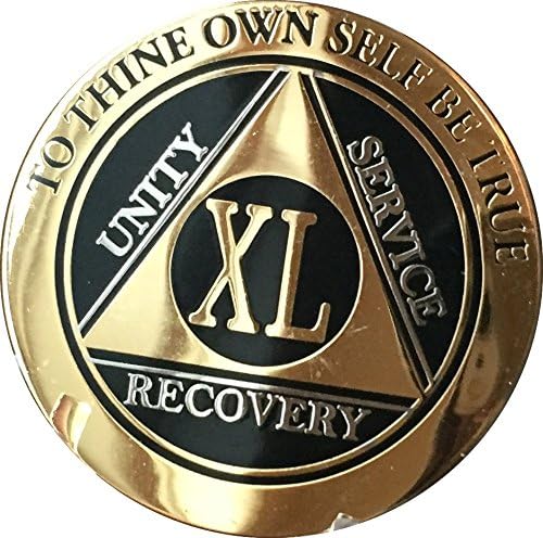 RecoveryChip 40 Year AA Medallion Elegant Black Gold Silver Bi-Plated Alcoholics Anonymous Chip