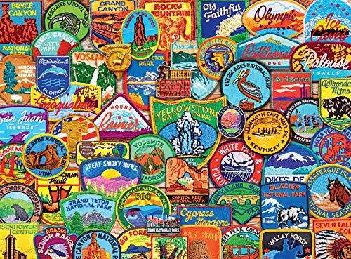 Buffalo Games - National Park Patches - 1000 Piece Jigsaw Puzzle, Blue for Adults Challenging Puzzle Perfect for Game Nights - 1000 Piece Finished Size is 26.75 x 19.75