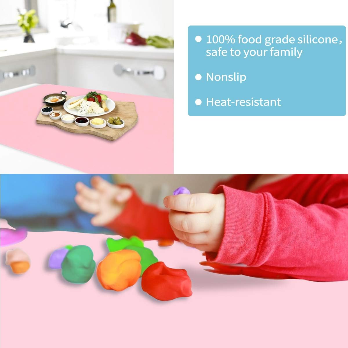 Mlife Extra Large 23.2" x 19.5" Silicone Sheet for Craft - Jewelry Casting Molds Mat, Epoxy Resin Painting Pad, Premium Silicone Mat, Nonstick Nonslip Heat-Resistant Durable, Pink