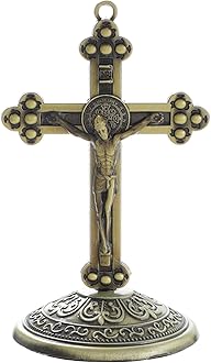 KOMI Jesus Crucifix Cross Metal Statue for Car, Car Dashboard Decorations Bless Driving Safety Gift for New and Old Driver, Christian Catholic Figurines, Religious Gifts Home Office Table Decor