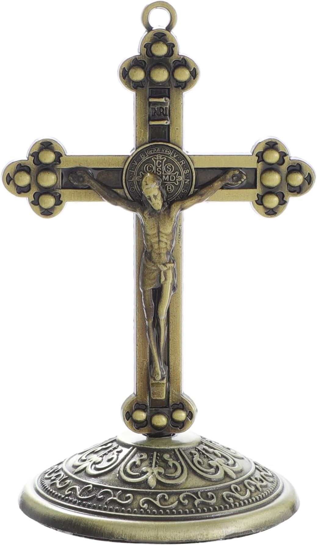 KOMI Jesus Crucifix Cross Metal Statue for Car, Car Dashboard Decorations Bless Driving Safety Gift for New and Old Driver, Christian Catholic Figurines, Religious Gifts Home Office Table Decor