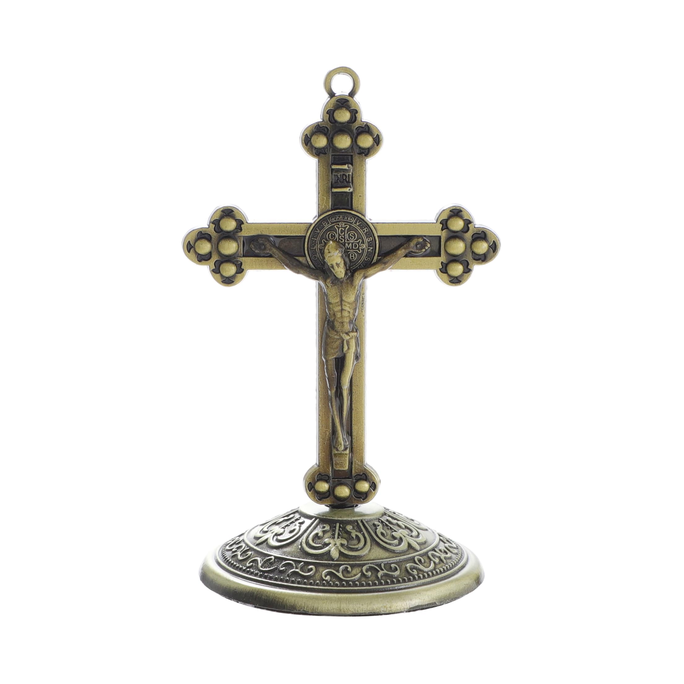 KOMI Jesus Crucifix Cross Metal Statue for Car, Car Dashboard Decorations Bless Driving Safety Gift for New and Old Driver, Christian Catholic Figurines, Religious Gifts Home Office Table Decor