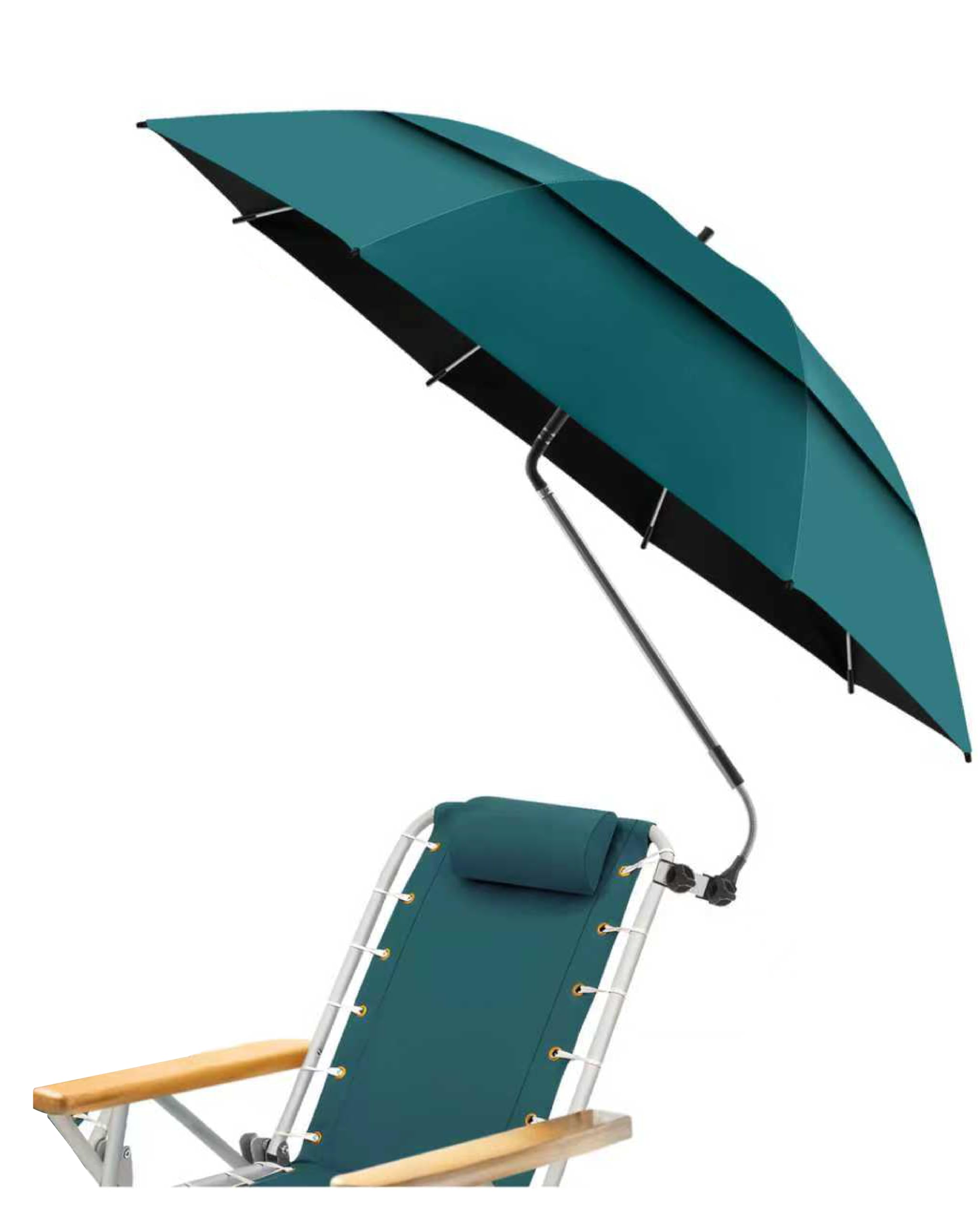 NBtoUS 48.6 Double Canopy Beach Umbrella with Clamp