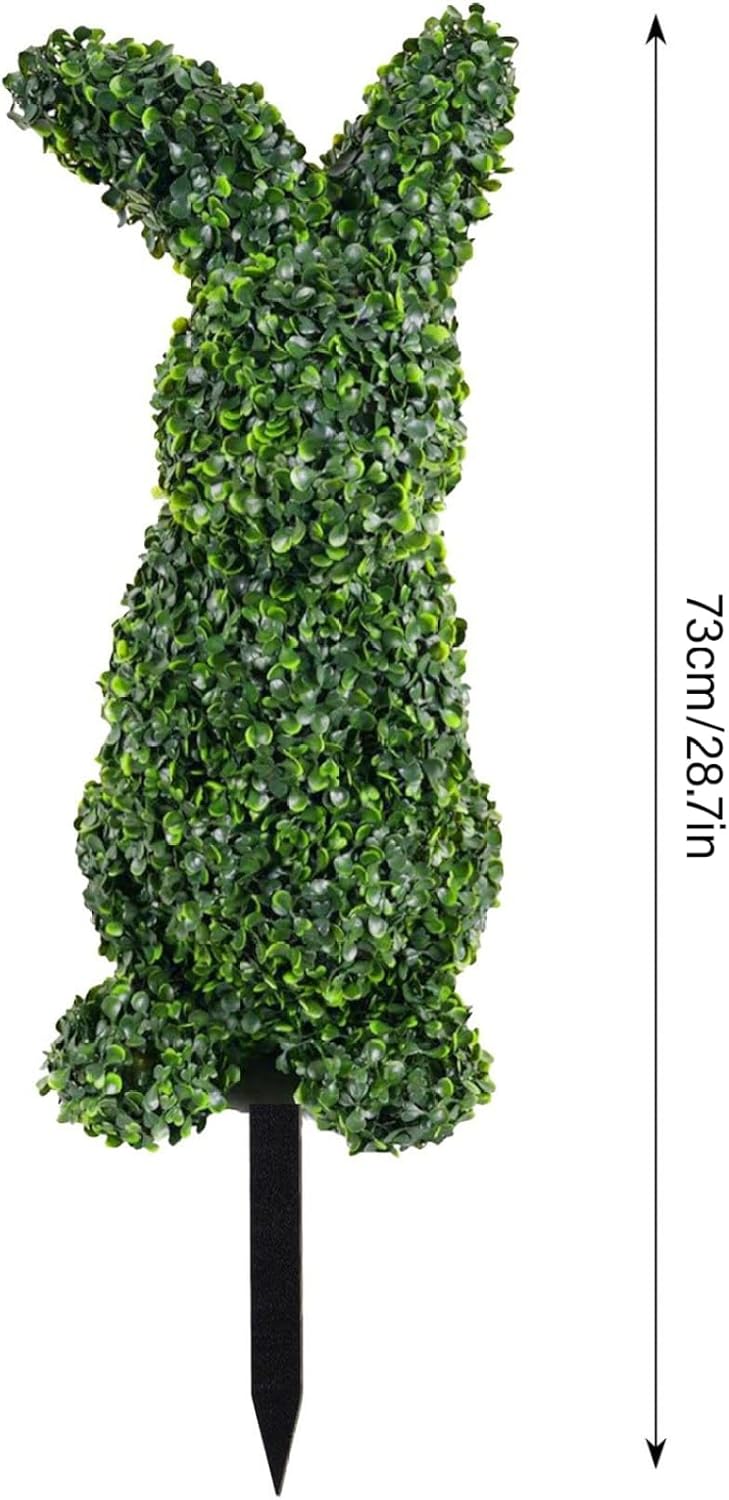 Easter Bunny Topiary Lifelike Artificial Boxwood Bunny Topiary Outdoor for Porch Decor 28.7 Inch Green Planter for Easter Decorations