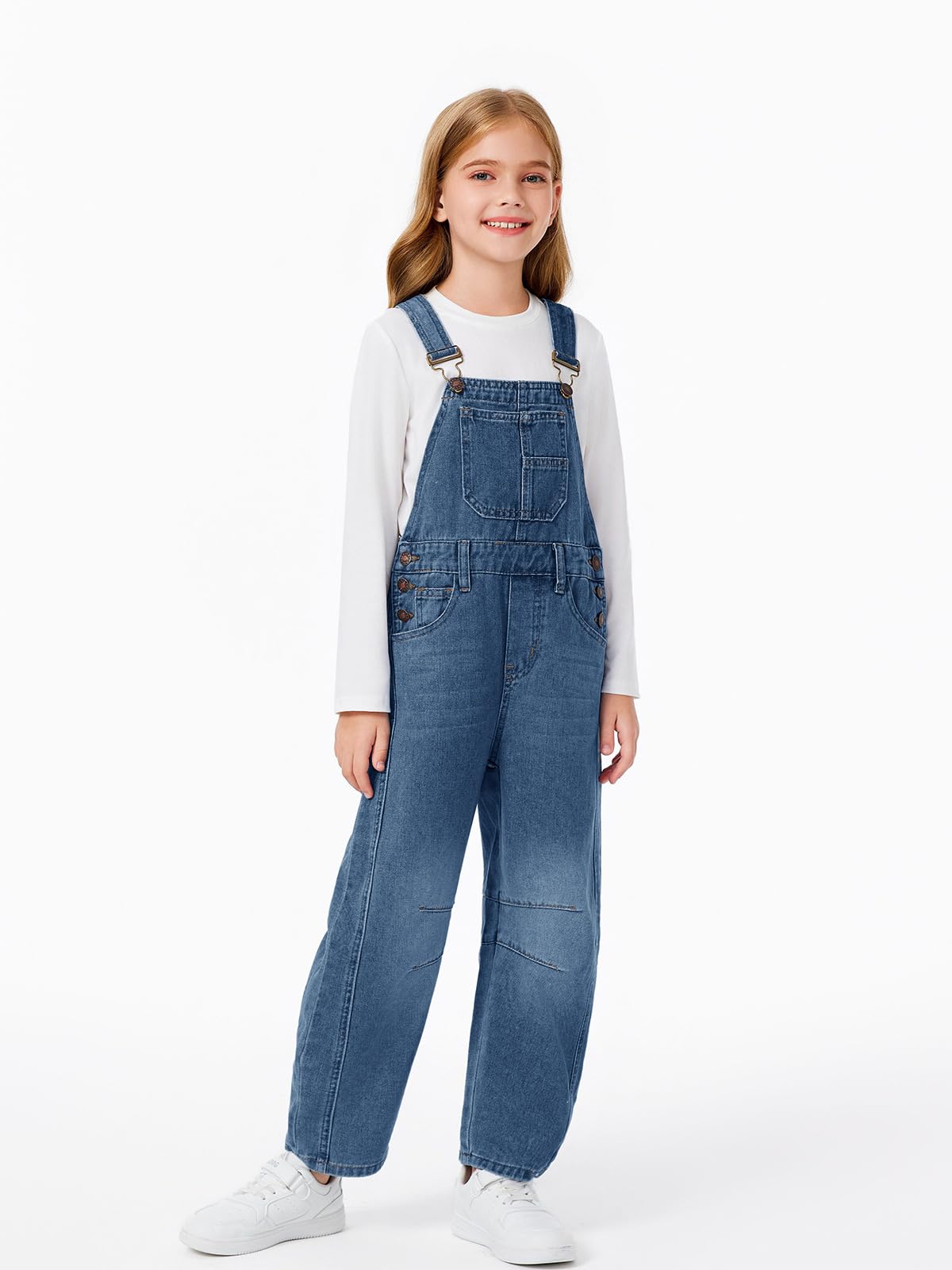 Haloumoning Tuta da bambina in denim con bavaglino, 4-14 anni