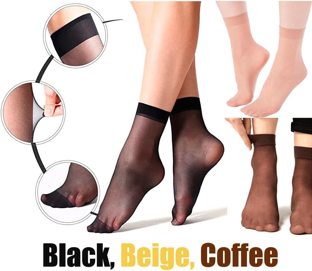 PitLite 10 Pairs - Women Ankle Stockings Nylon Elastic Short Ankle High Sheer Nylon Socks - Image 5