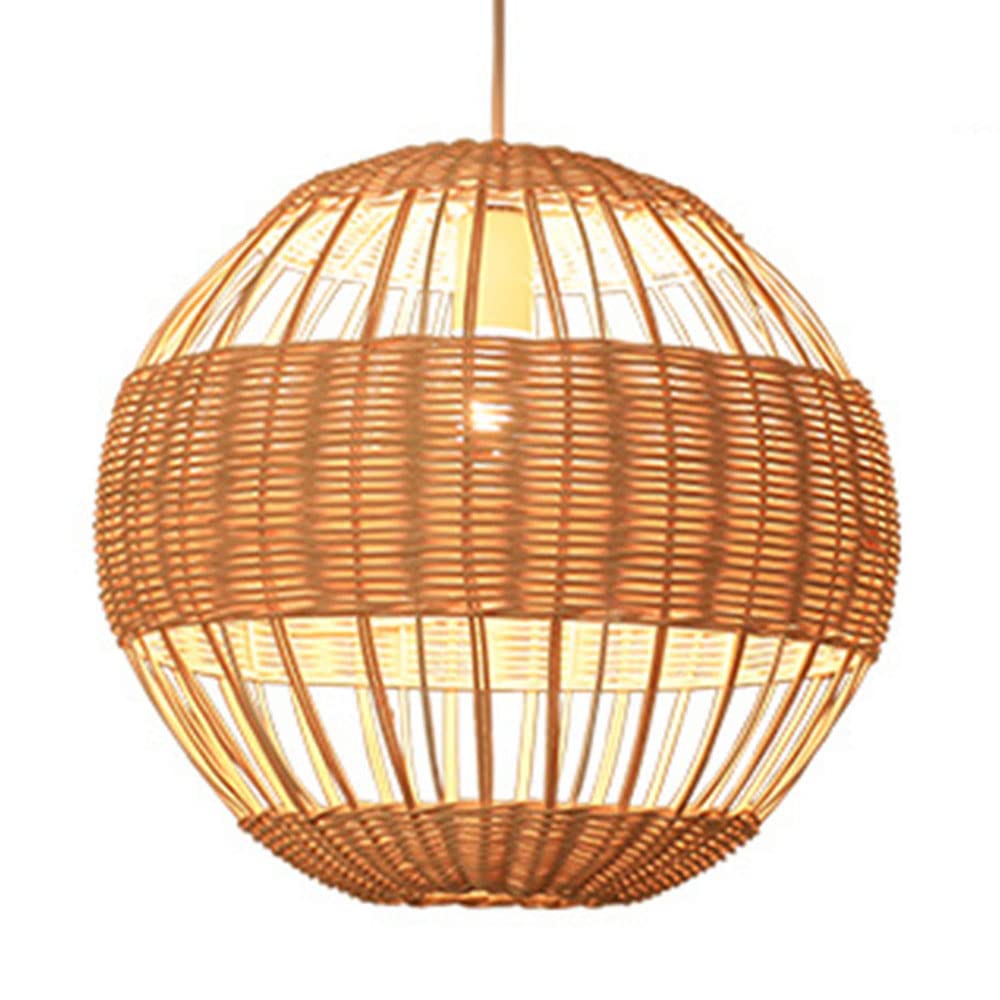 LYMSXAZOU Boho Wicker Rattan Chandelier Creative Farmhouse Hanging Lamp Country Decoration Pendant Light Industrial Hand Woven Chandeliers Chinese Style LampShade For Living Room,Dinner Room