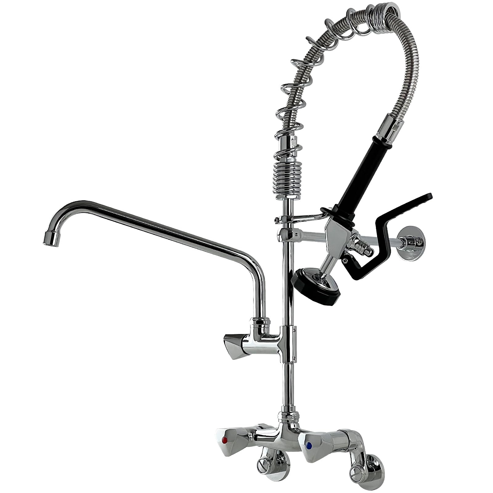 YooGyy Commercial Wall Mounted Faucet with Pre-Rinse Sprayer and
