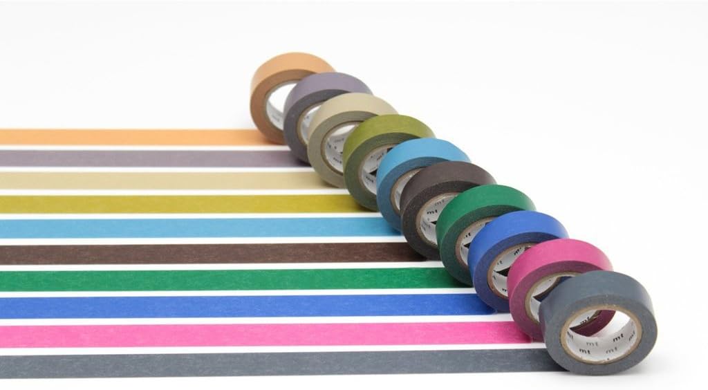 MT Sets Washi Paper Masking Tape [Produced in Japan]: 3/5 in. x 23 ft. / Assorted (10 Light Colors) [10 Rolls/Pack]