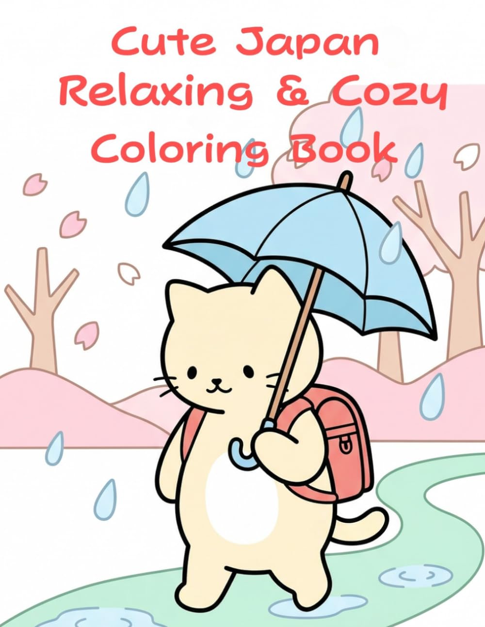 Cute Japan: Relaxing & Cozy Coloring Book: Adorable Cats in Simple Japanese Moments
