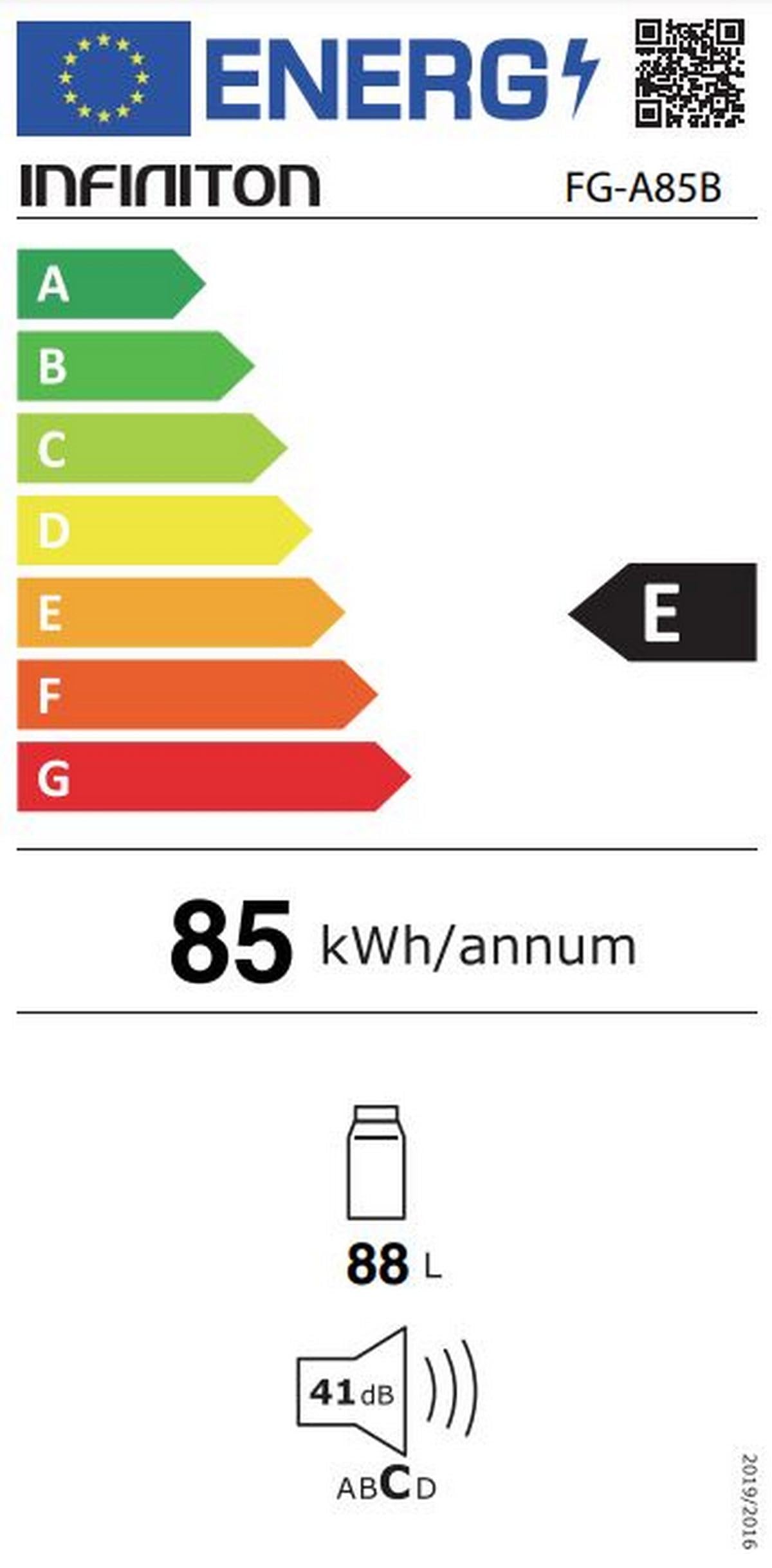 INFINITON FG-A85B - Frigorifico una puerta | Color Blanco | Alto 85cm | Capacidad 92 Litros | Temperatura regulable | Luz LED | Clase A+/F - 4