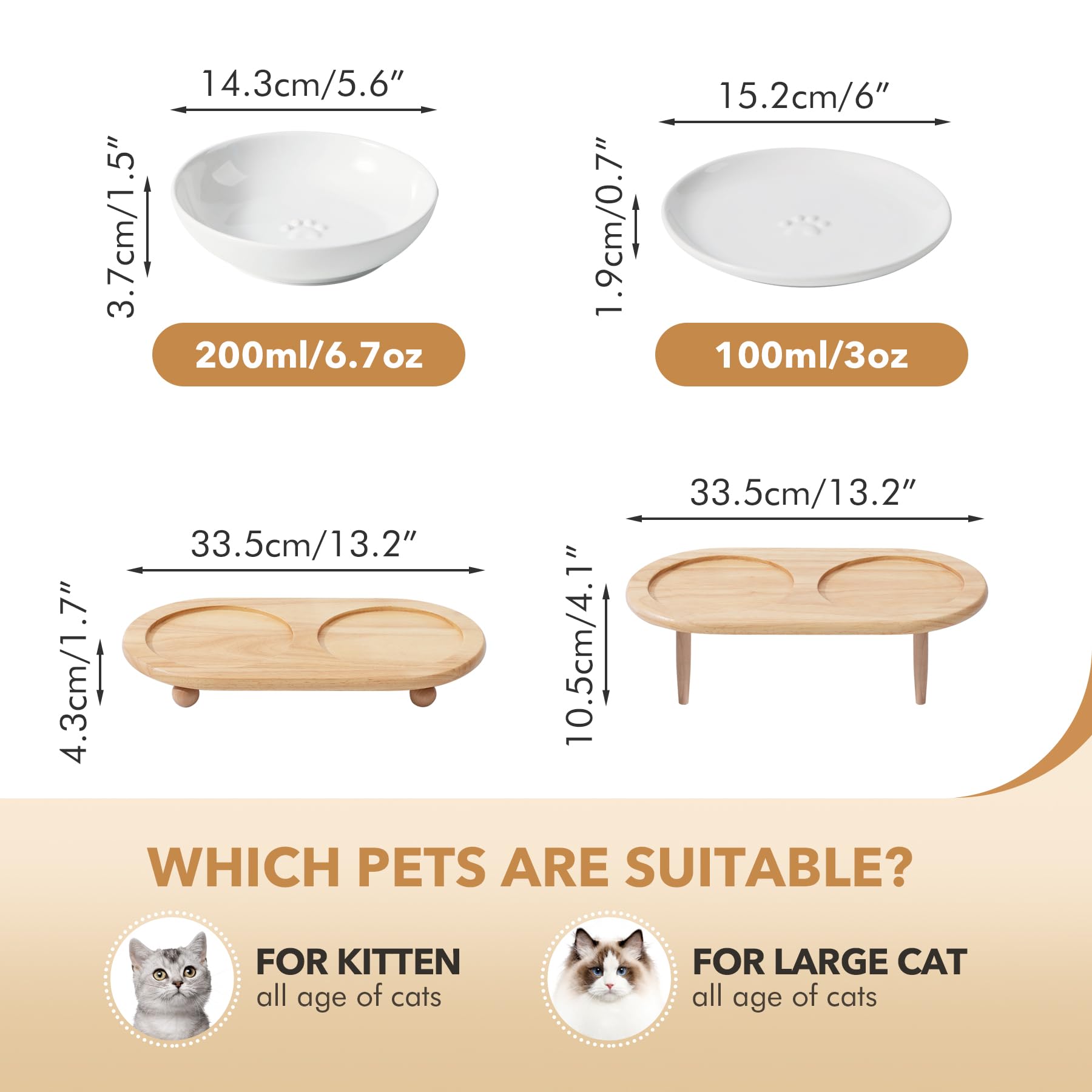 Havniva Keramische Set Van 2 Kattenkommen, Voer- en Waterkommen Voor Katten, 2 Stuks Kattengerechten, Kattenvoerbak (5,1 Inch, 2 X Sterrenhemelkommen