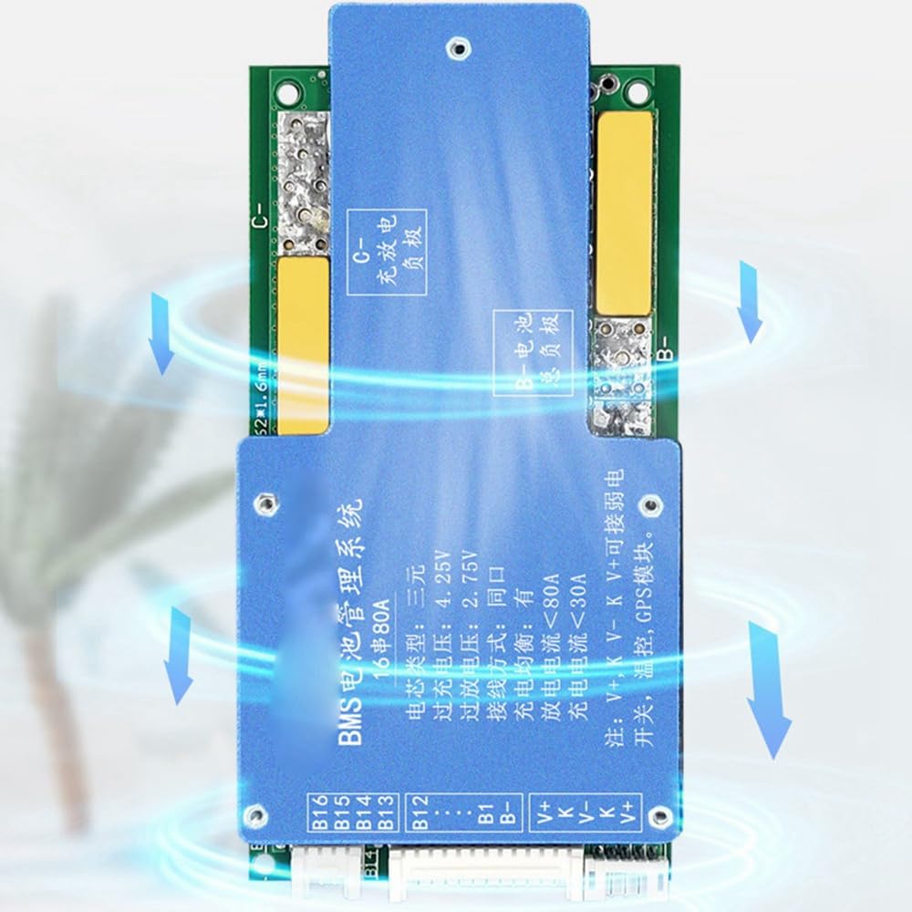 18650 Batterie BMS 16S 60A 60V - Batterie Port Commun Chargeur avec Protection de TempéRature pour Escooter