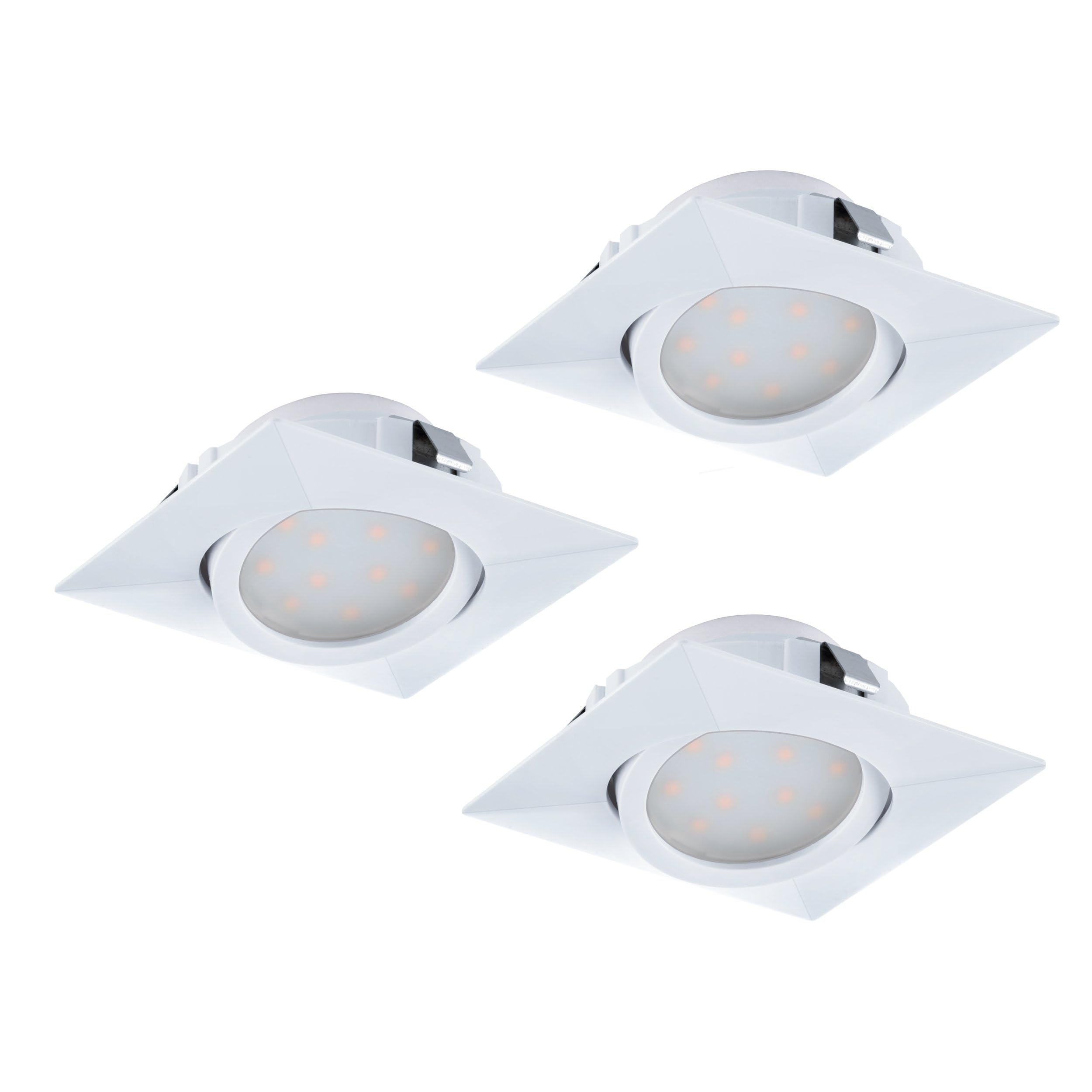 Eglo 3-piece Set LED Recessed Spotlights Pineda, LED Spots Made of Plastic, 3 LED Built-in Lights in White