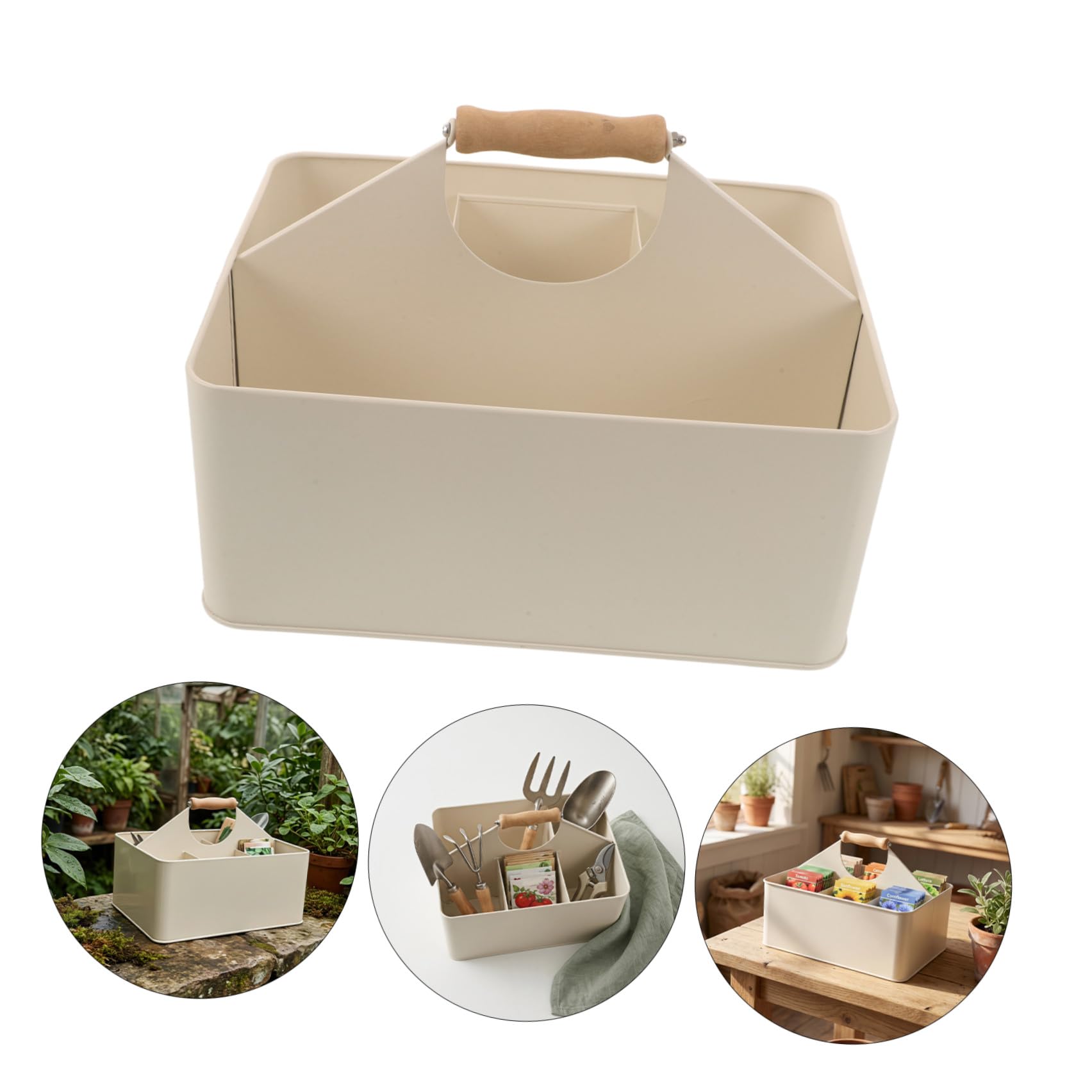 Aufbewahrungsbox Griff mit 4 Fächern Saatgut Metall Garten