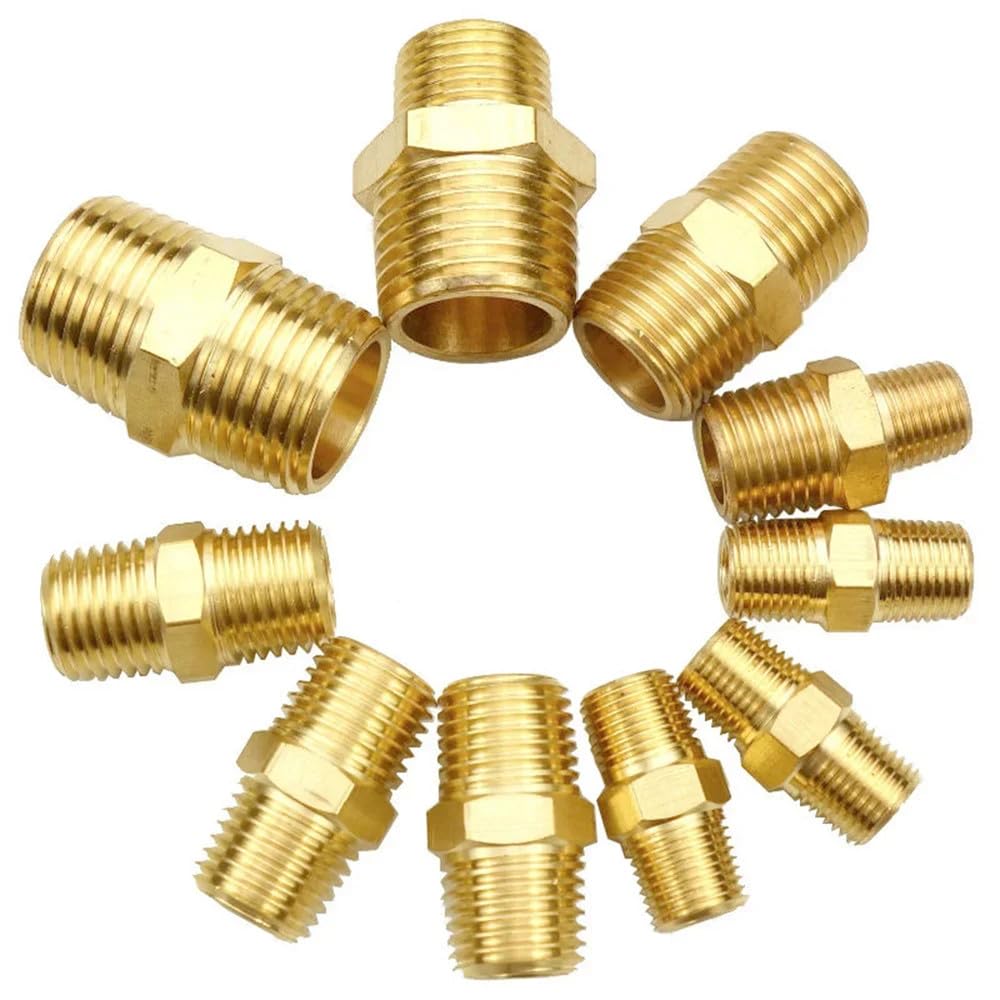1/8" 1/4" 3/8" 1/2" 3/4" 1" BSPT NPT Maschio Esagonale Nipplo Riduttore Raccordo Tubo Ottone Adattatore Connettore Casa Giardino, 1 NPT A 1 NPT
