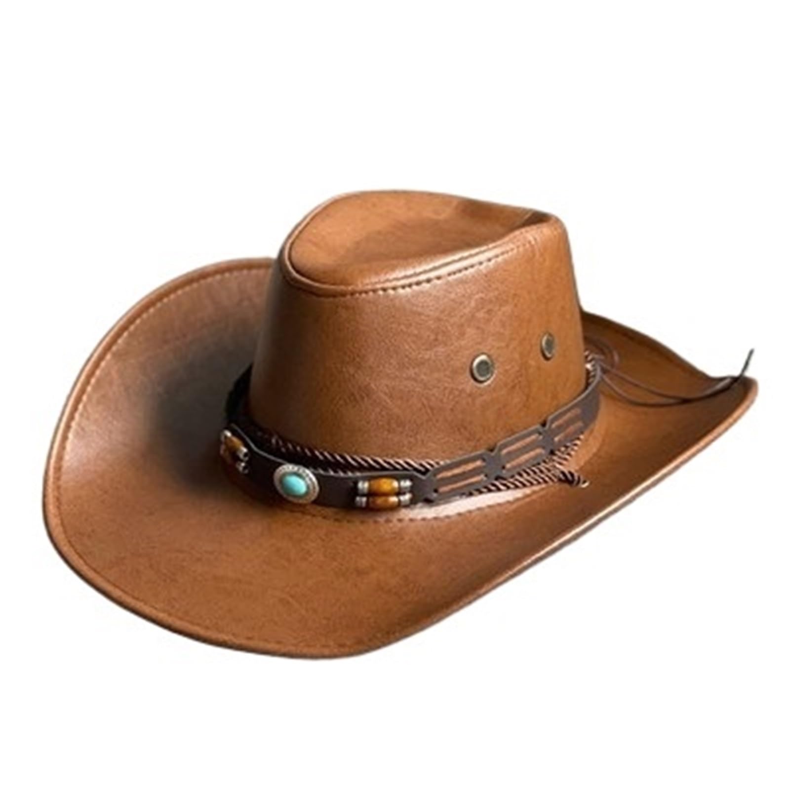 Cappello Cowboy Cappelli da Cowboy in Pelle PU for Donna Uomo Cappelli Vintage da Gentiluomo Cappellino da Jazz Cowgirl