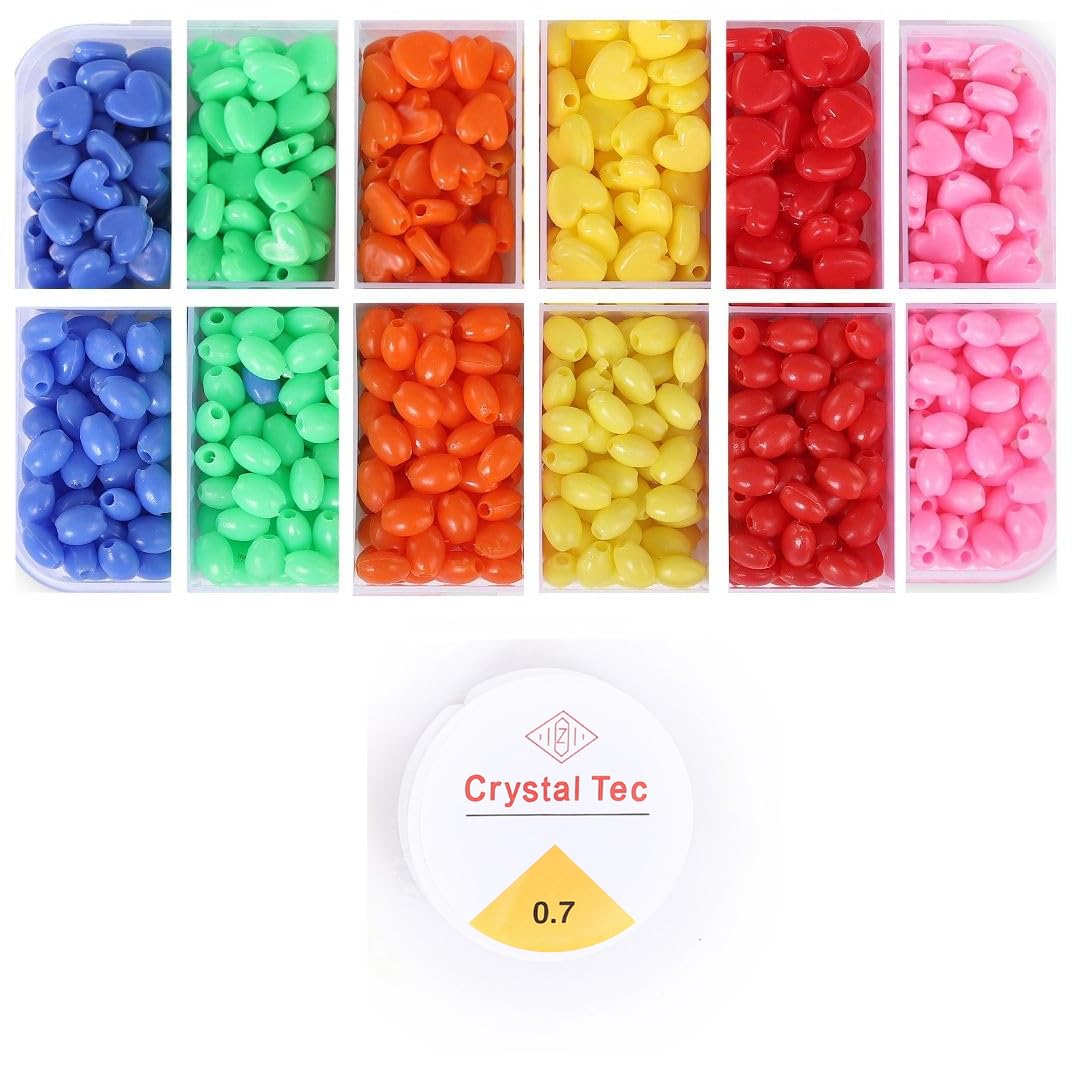 Ambitieux Bracelet Making Craft Kit 12 Types of Colorful 400+ pcs of Plastic Beads with Elastic Perfect for Crafting (Light Open k dil nd Oval kit) (B0D9M65G1R) Amazon Price History, Amazon Price Tracker