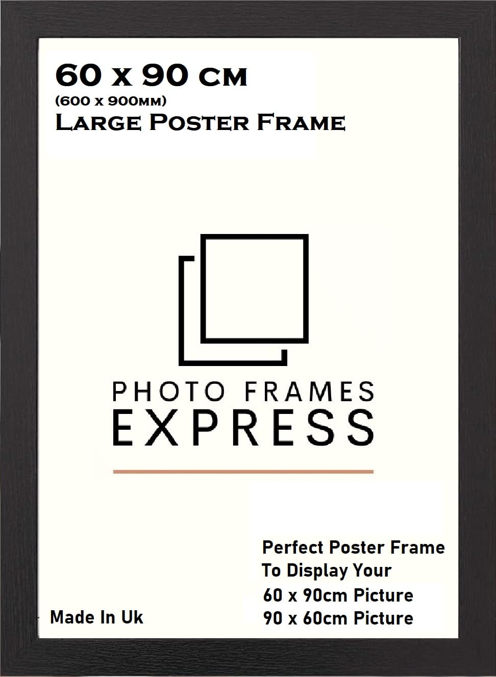 Picture Frame, 90 x 60 cm, Large Wall Mount, 60 x 90cm Modern Style Poster Frame, Shatterproof Acrylic, Wall Mount, Portrait & Landscape Orientation