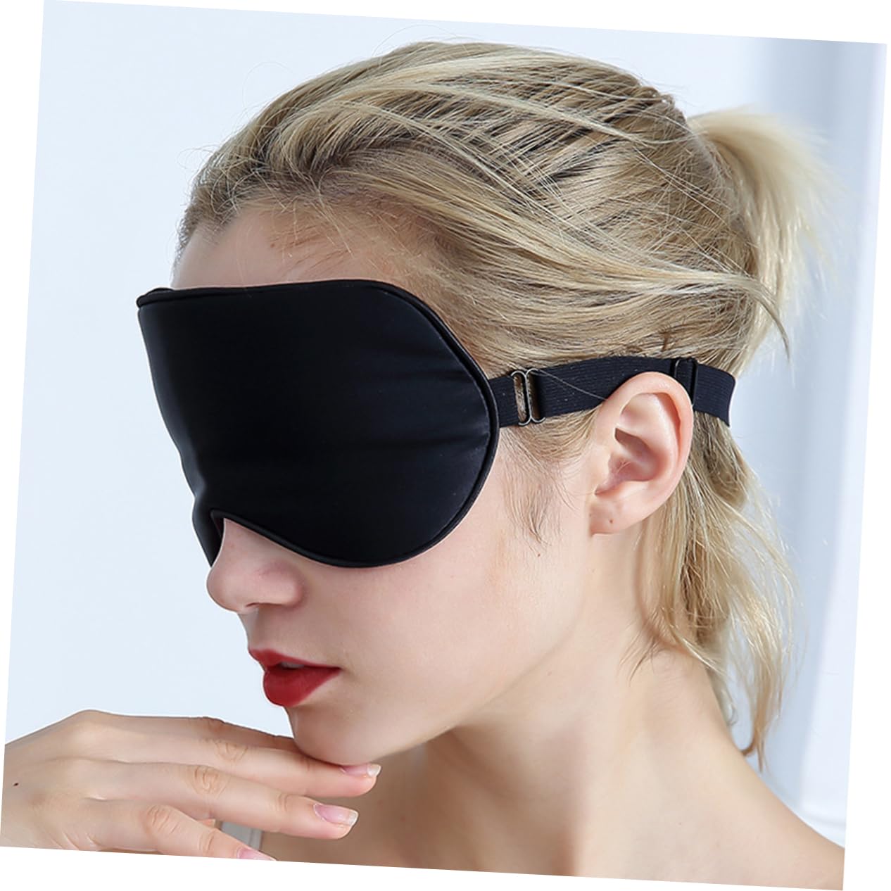 minkissy 3stücke Schlafmaske Aus Seide Mit Verstellbarem Kopfband Lichtundurchlässige Augenmaske Für Erholsamen Schlaf Für Reisen Und Zuhause Schwarz