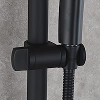 Vista 6 de Barra deslizante de ducha negra de acero inoxidable 31,5 pulgadas para baño sin perforaciones