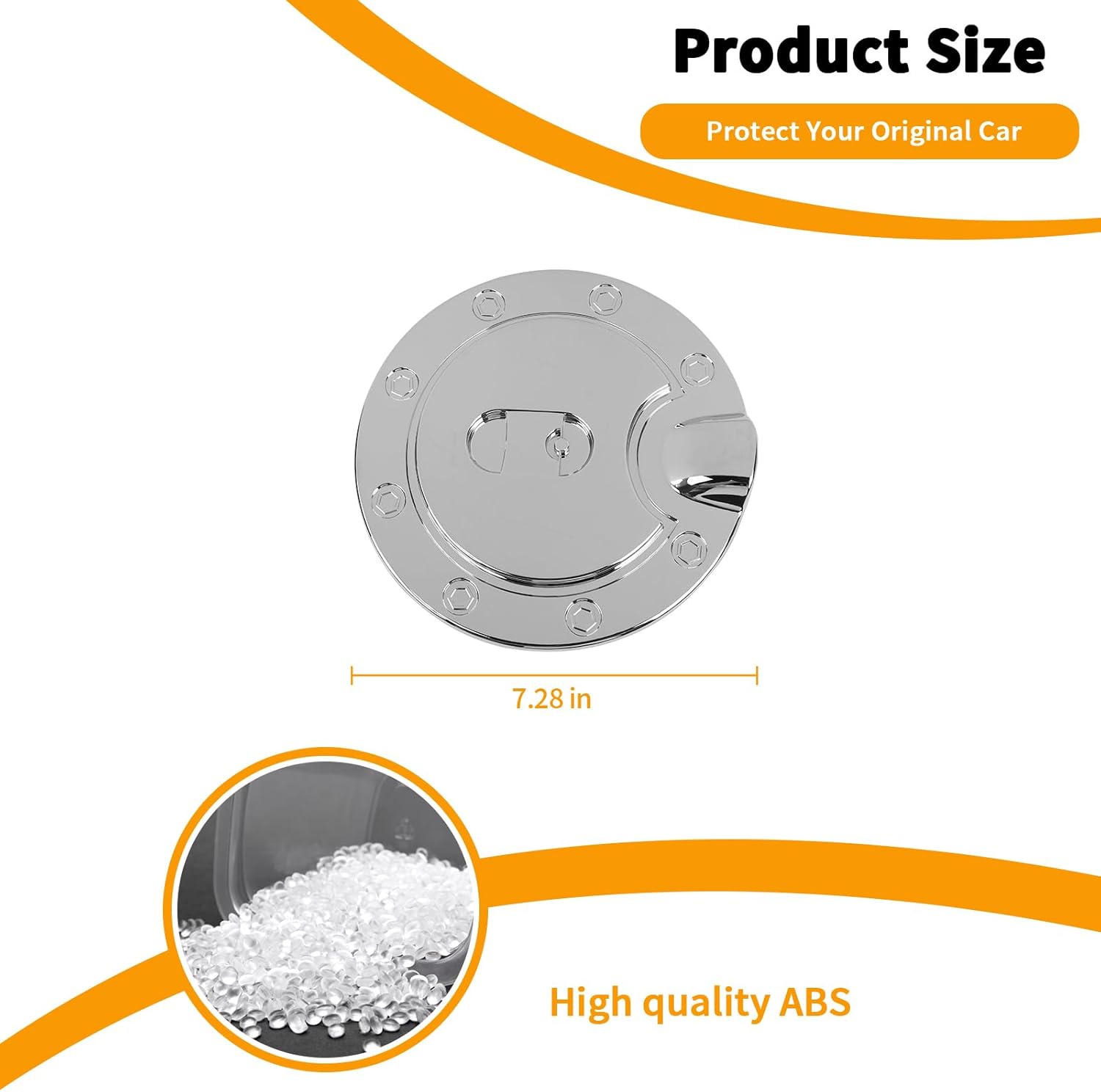 Hoolcar Gas Cap Trim Cover Fuel Filler Door Gas Tank Cap Trim Cover Fit for Chevrolet Silverado GMC Sierra 2014-2018, Chrome, Exterior Accessory