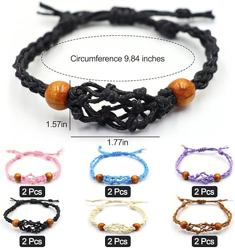 Miniatura 7 de 12 pulseras de cristal para pulseras vacías con jaula de piedra vacía, ajustable, trenzada, soporte de red de cristal de cuarzo, cuerdas de jaula de