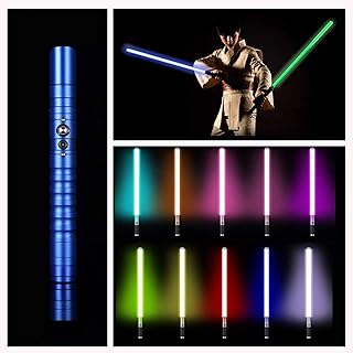 NENGGE RGB Light Sabres 11 Colores Sable de luz LED, Jedi Sith Heavy Dueling Aluminio metálico Force FX Lightsaber Sonido Brillante,Carga USB Espada Resplandor,Azul,39.37in