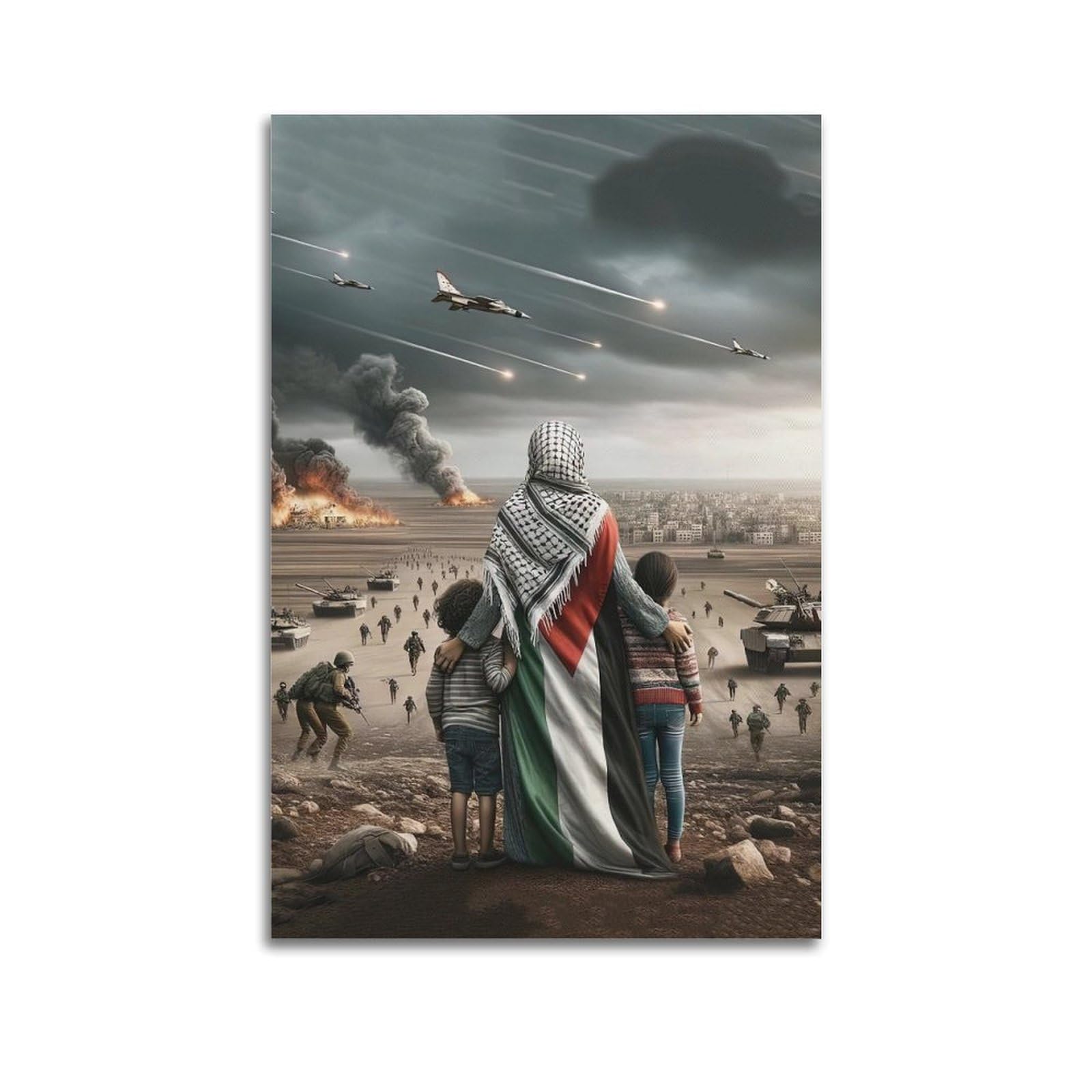 XKUGA Palestinian Flag Anti War Freedom Gaza World Peace Poster Modern Decorative Canvas Prints - Ideal Wall Art for Family, Man Cave, Game Room, Boys & Girls Bedroom 24x36inch(60x90cm)
