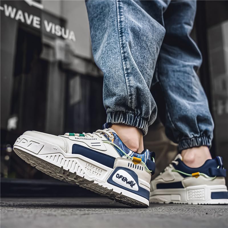 Men's Lace Up Sneakers Comfy Trendy Platform Shoes for Outdoor Walking Jogging Camping, All Seasons4