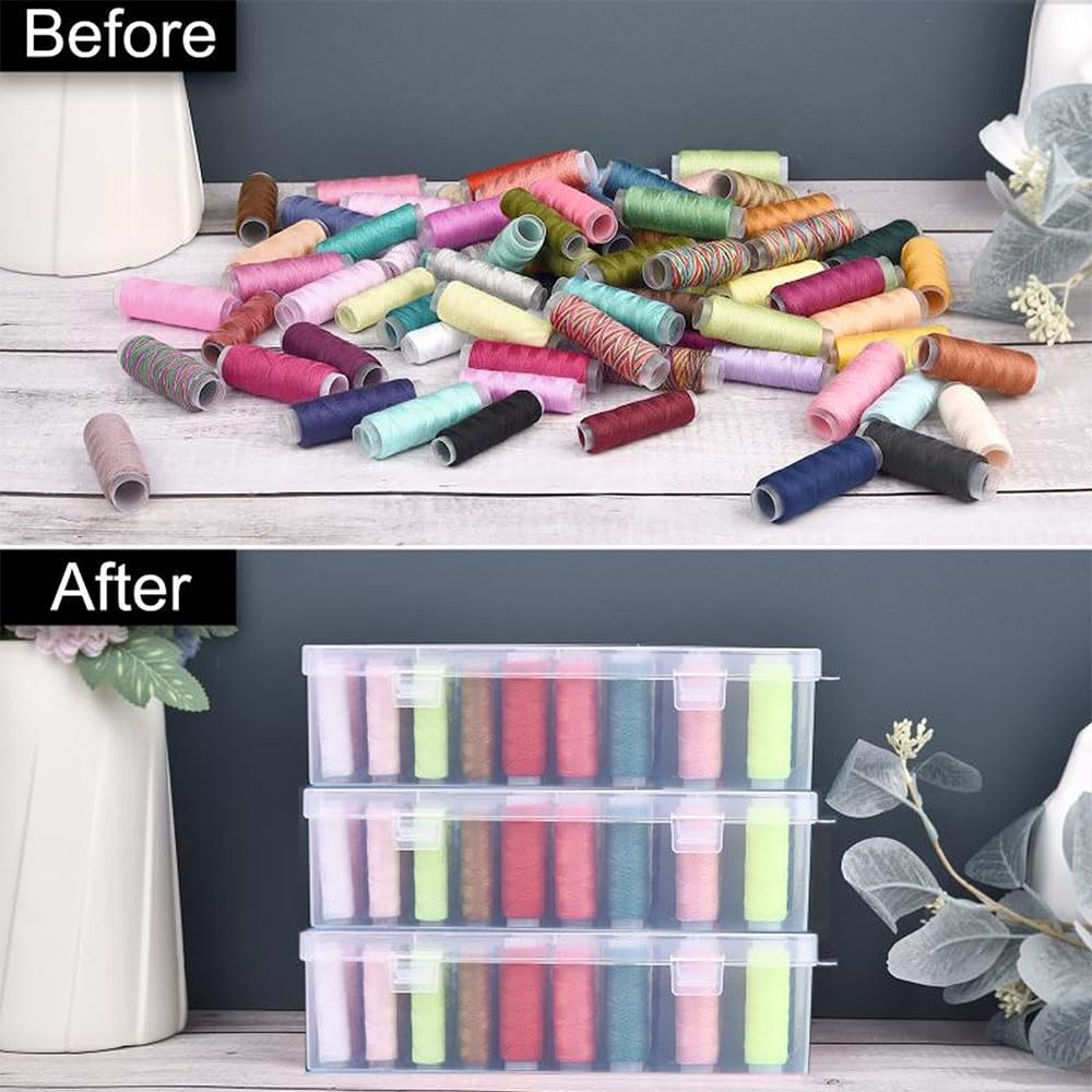 yeemeen Nähgarn Aufbewahrung, 2Pcs Näh Organizer, Garnbox für 42 Garnrollen Praktische,Stickgarn Organizer Küche, Haushalt & Wohnen