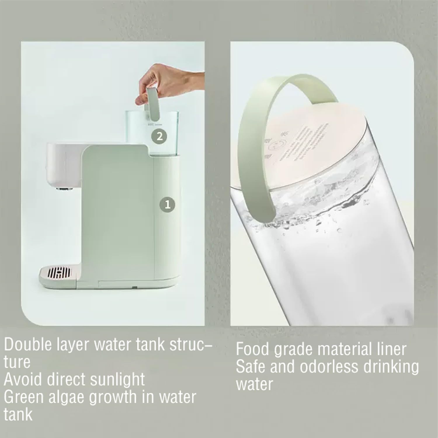 instant hot water dispenser Separate water tank design/waterproof HD panel/CNC display(Color:b)