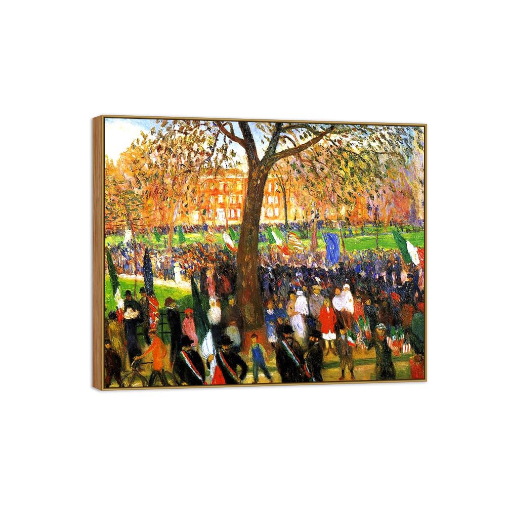 SDYSKKUG William Glackens Canvas Wall Art Prints for Living Room. Square 72x60cm Wood Frame